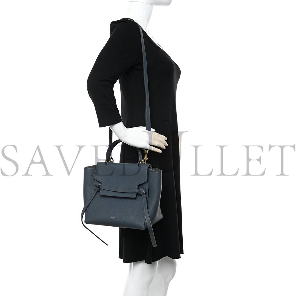 Ce**e baby grained calfskin micro belt bag navy blue (23*21*13cm)