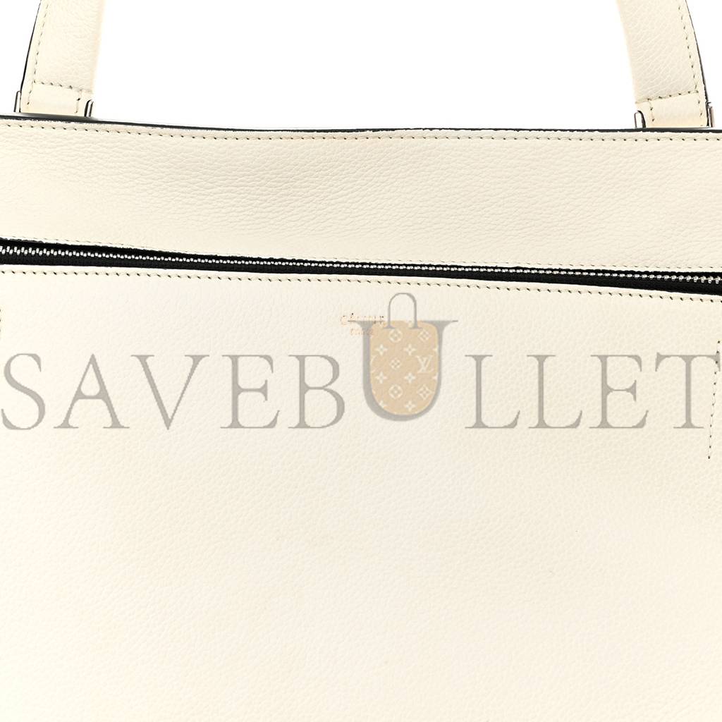 Ce**e grained calfskin medium edge shoulder bag white (34*25*17cm)