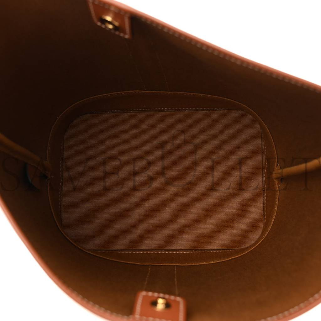 Ce**e triomphe canvas calfskin small bucket bag white (22*18*13cm)