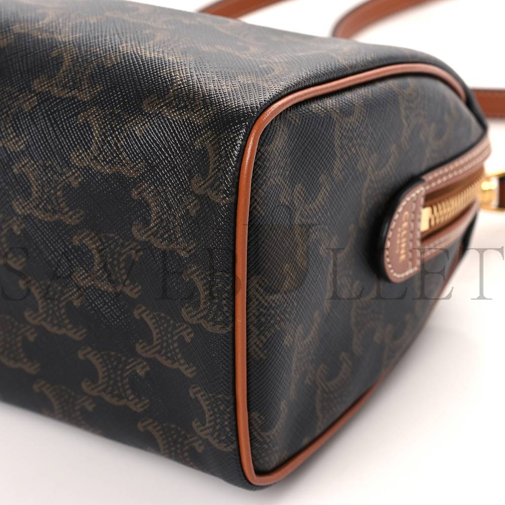 Ce**e triomphe canvas calfskin small boston bag tan (22*18*13cm)