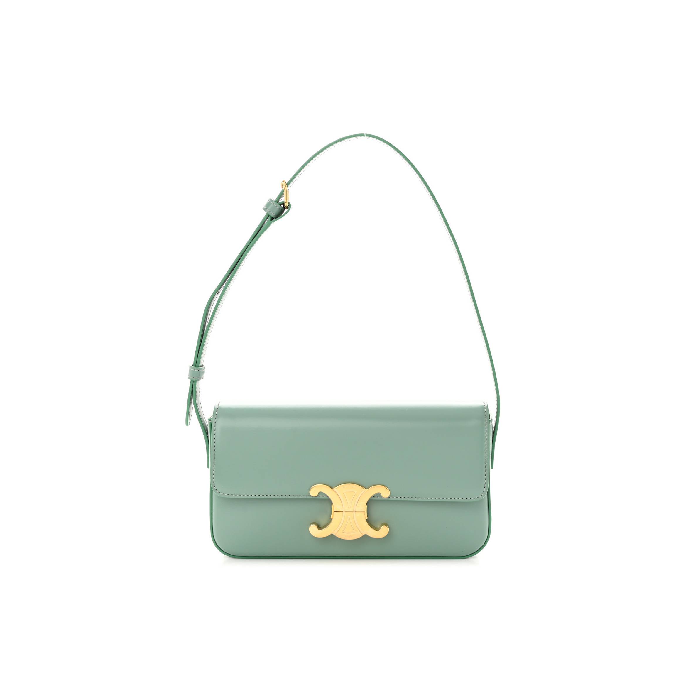 Ce**e shiny calfskin triomphe shoulder bag celadon (20*12*4cm)