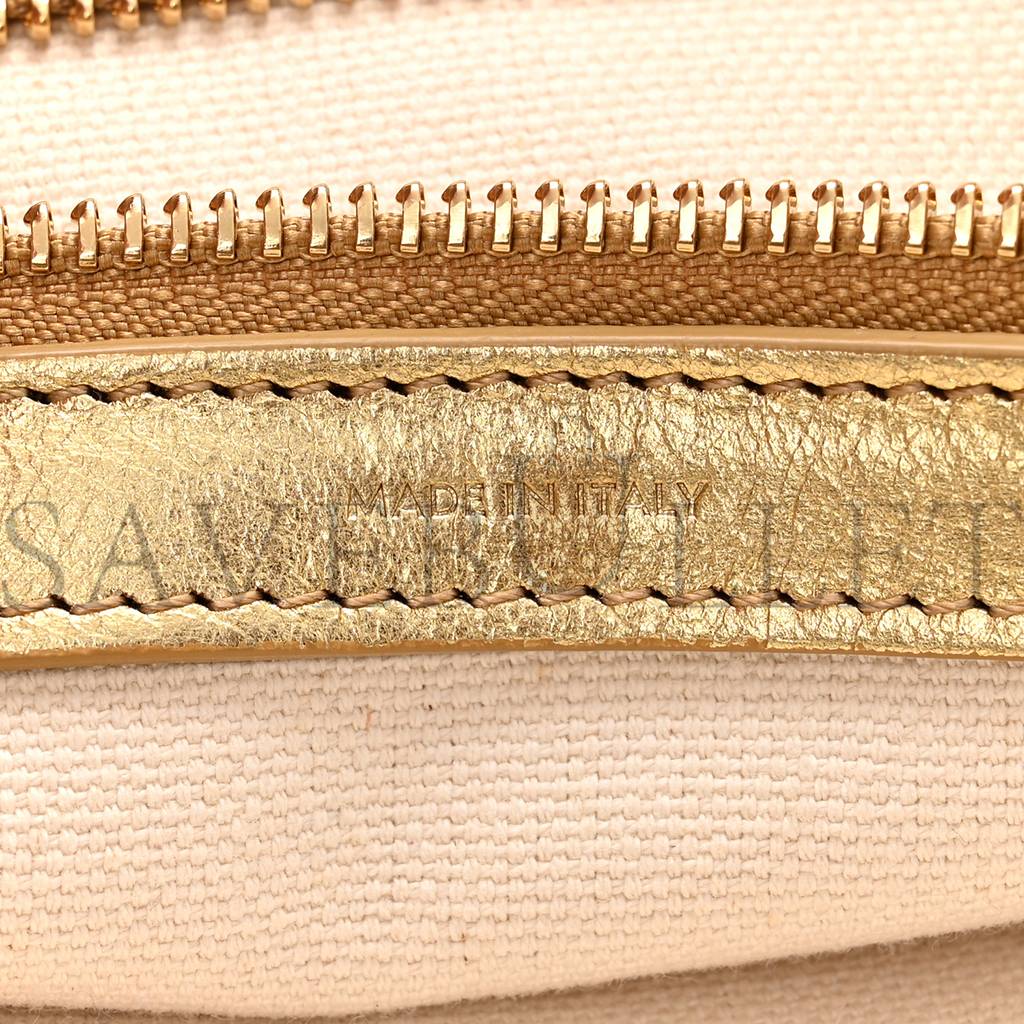 Ce**e canvas calfskin logo print small horizontal cabas gold (34*33*20cm)