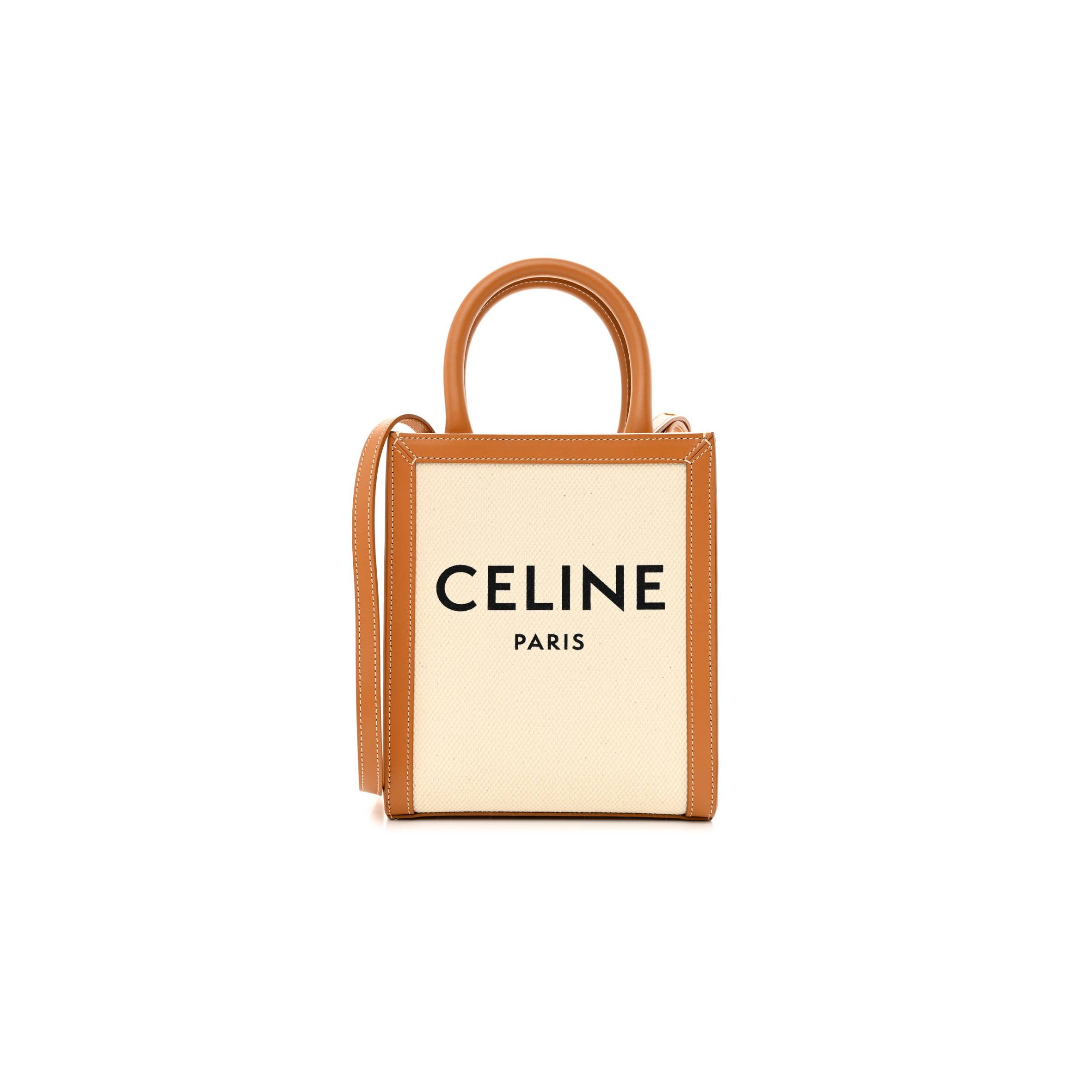 Ce**e canvas calfskin mini vertical cabas natural tan (20*17*6cm)