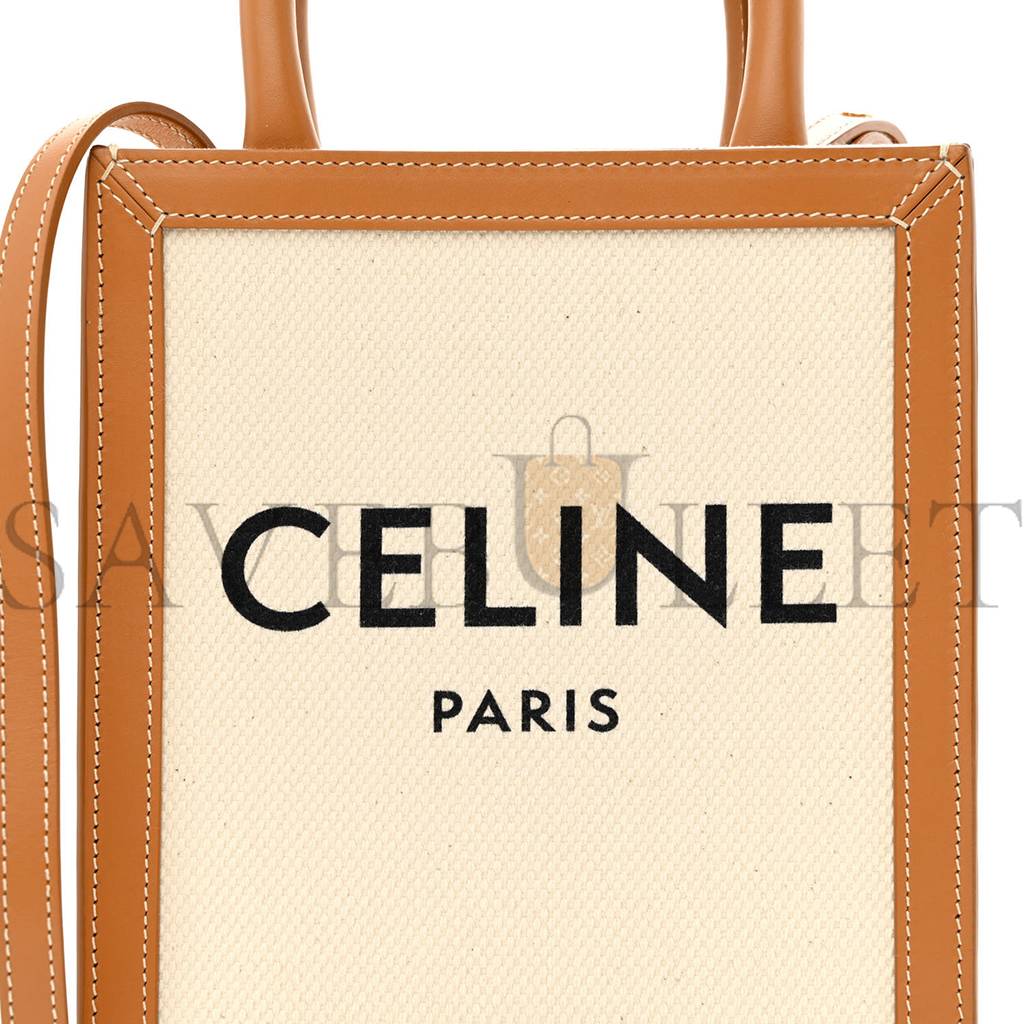 Ce**e canvas calfskin mini vertical cabas natural tan (20*17*6cm)