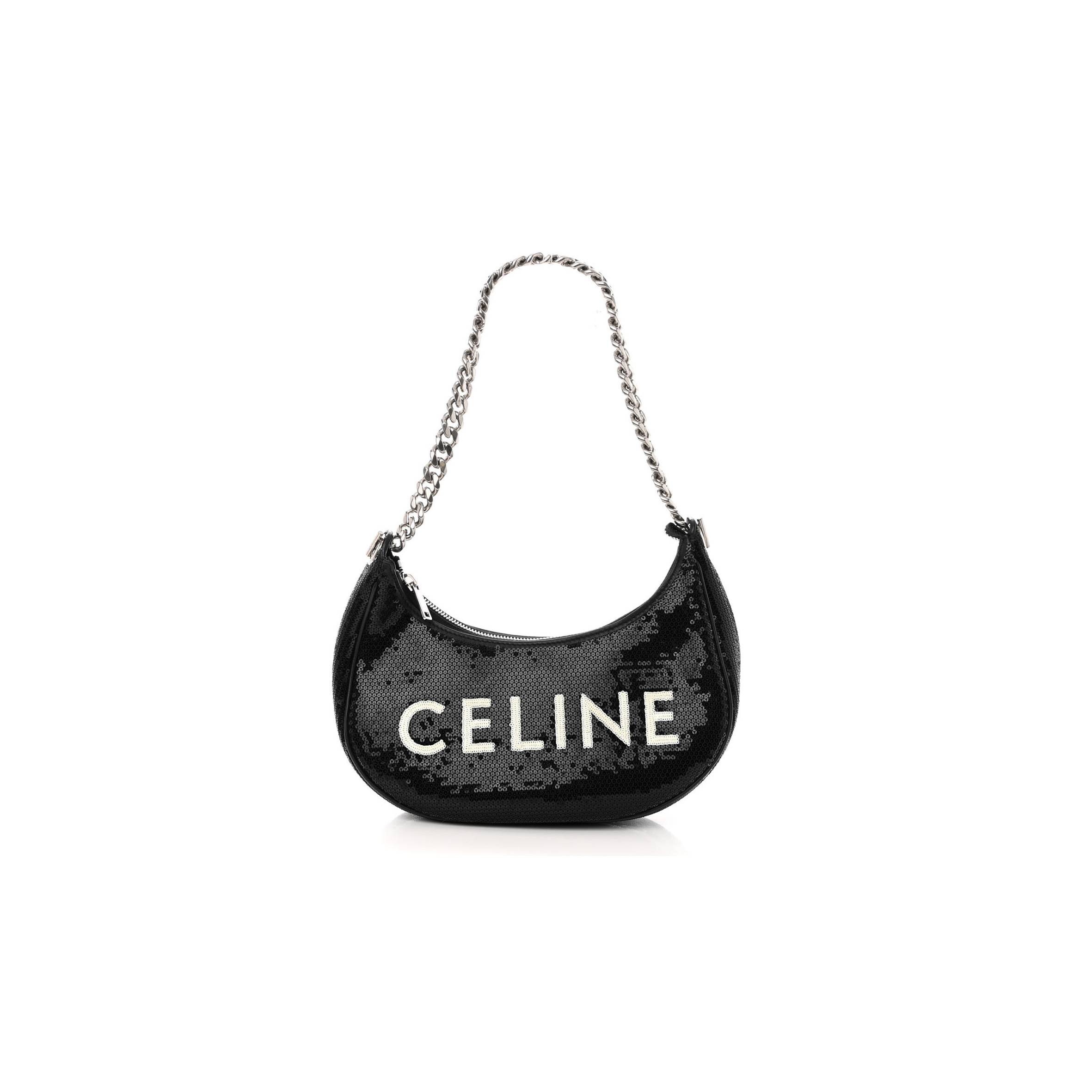 Ce**e sequin medium chain ava shoulder bag black (25*20*8cm)