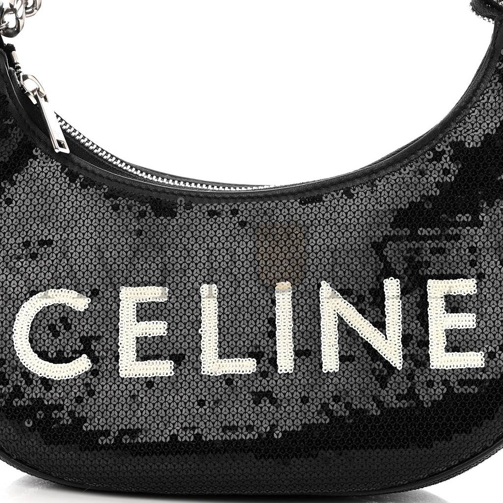 Ce**e sequin medium chain ava shoulder bag black (25*20*8cm)