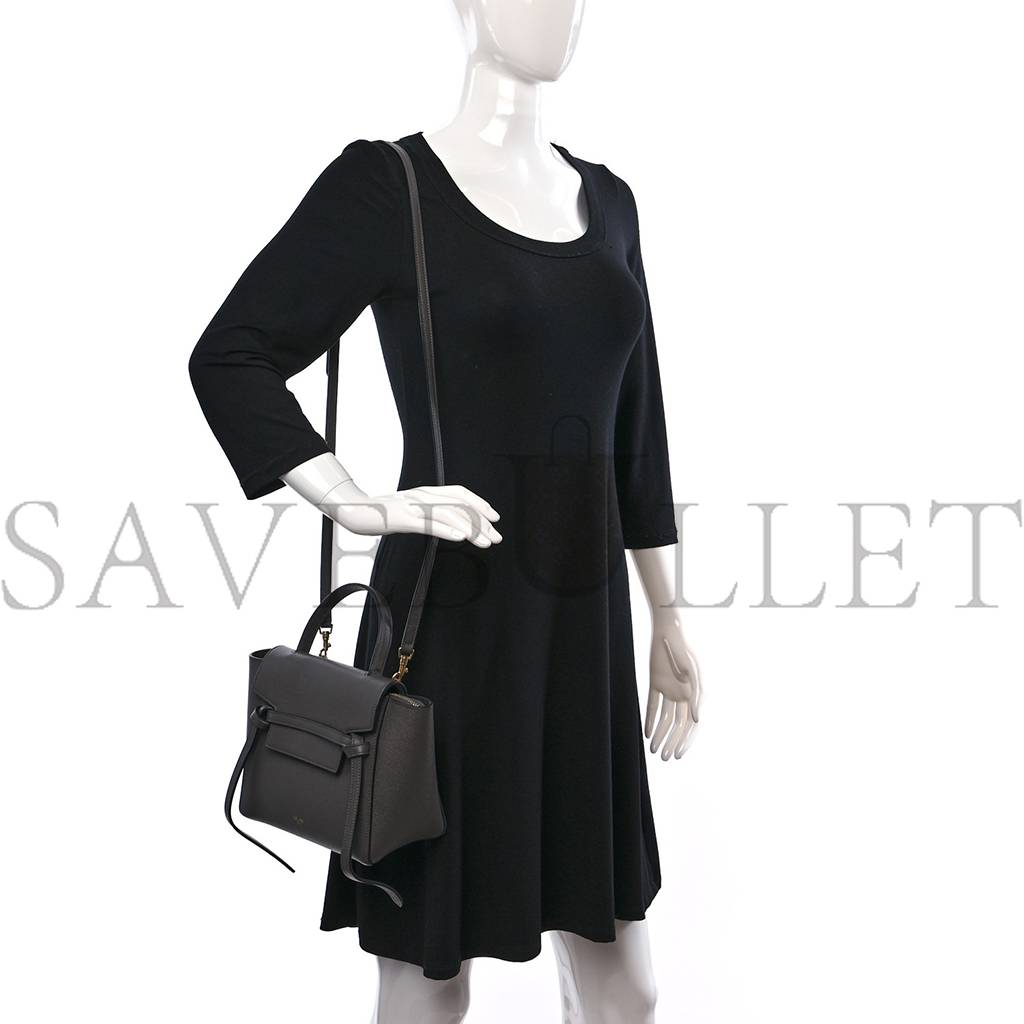 Ce**e grained calfskin nano belt bag grey (20*19*11cm)