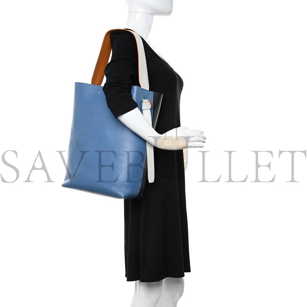 Ce**e shiny smooth calfskin small twisted cabas washed blue black (36*26*11cm)