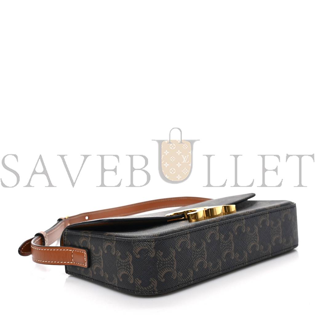 Ce**e canvas calfskin triomphe shoulder bag tan (20*11*4cm)