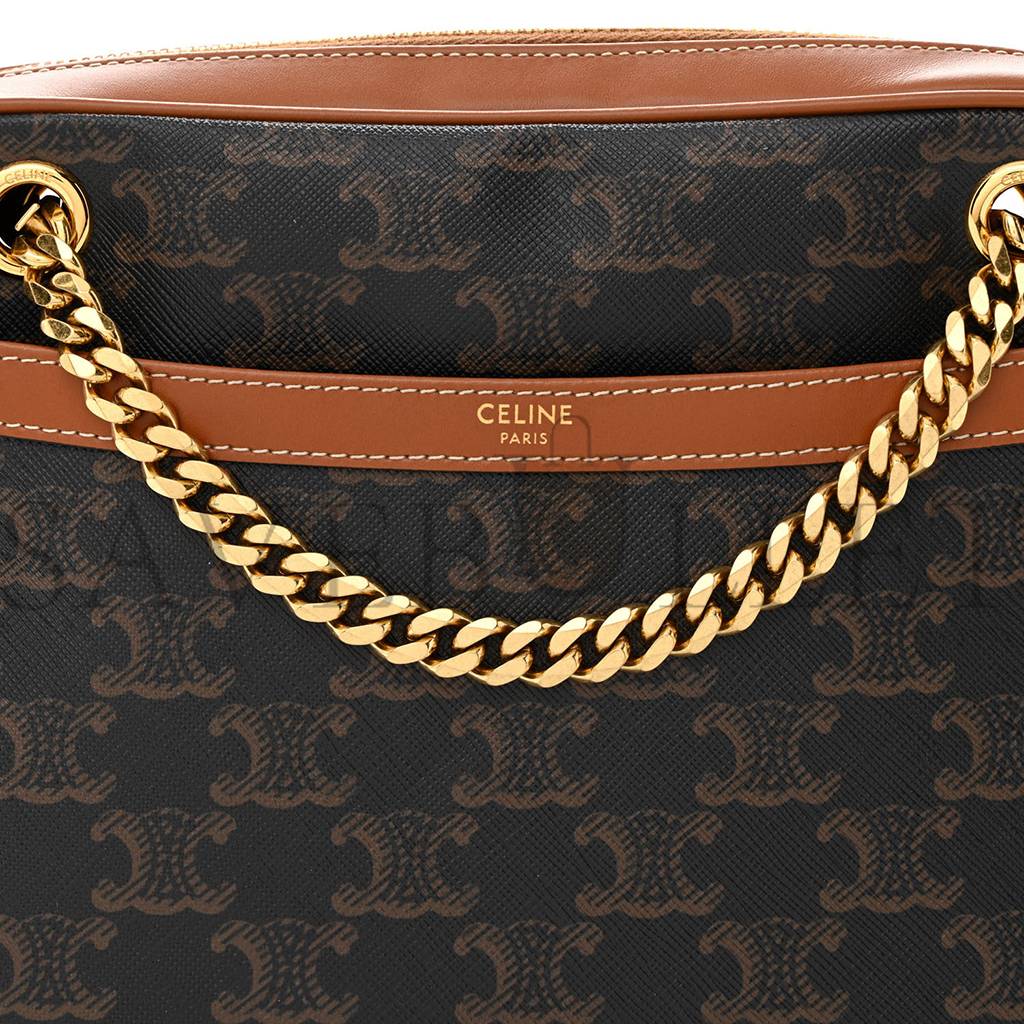 Ce**e triomphe canvas calfskin medium patapans tan (25*18*5cm)