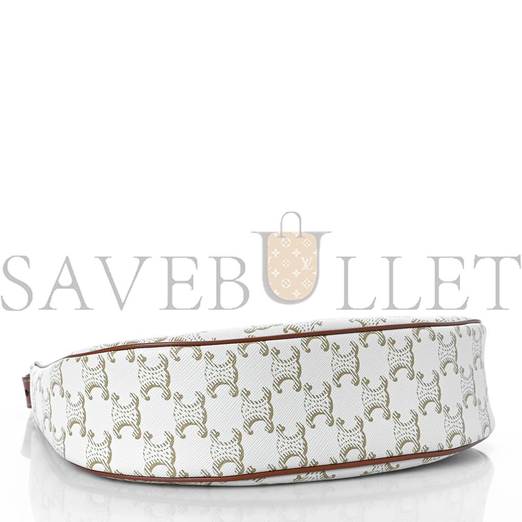 Ce**e canvas calfskin ava triomphe shoulder bag white (23*13*6cm)