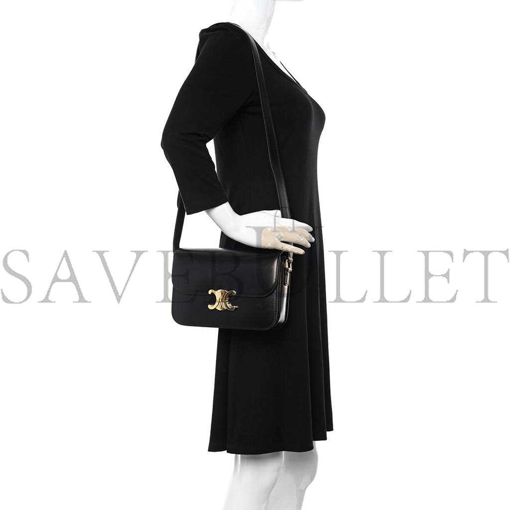 Ce**e shiny calfskin medium triomphe black (22*16*8cm)