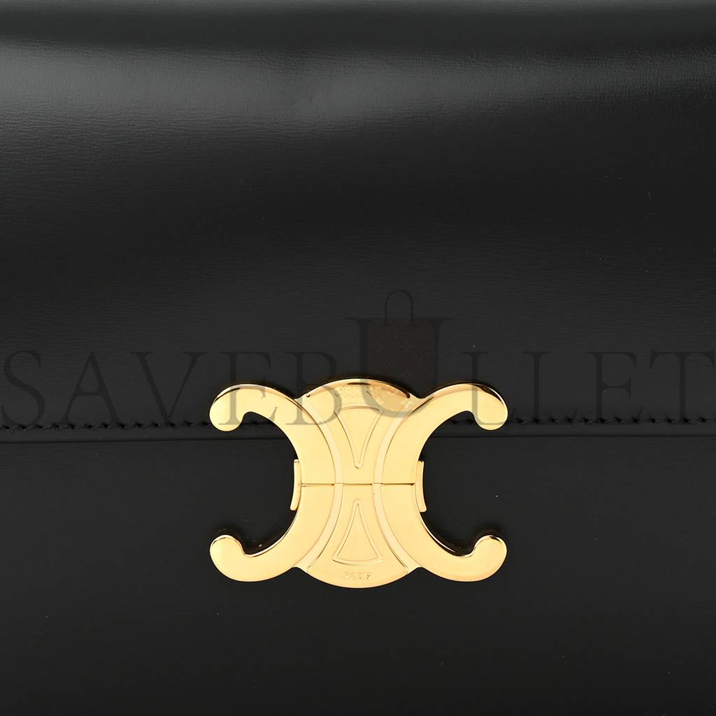 Ce**e shiny calfskin medium triomphe black (22*16*8cm)