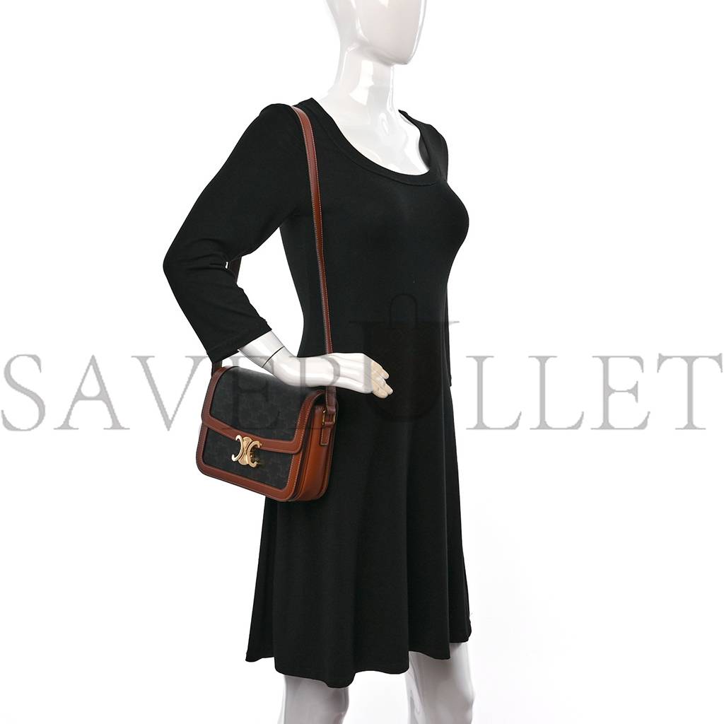 Ce**e triomphe canvas calfskin medium triomphe bag tan (22*15*6cm)