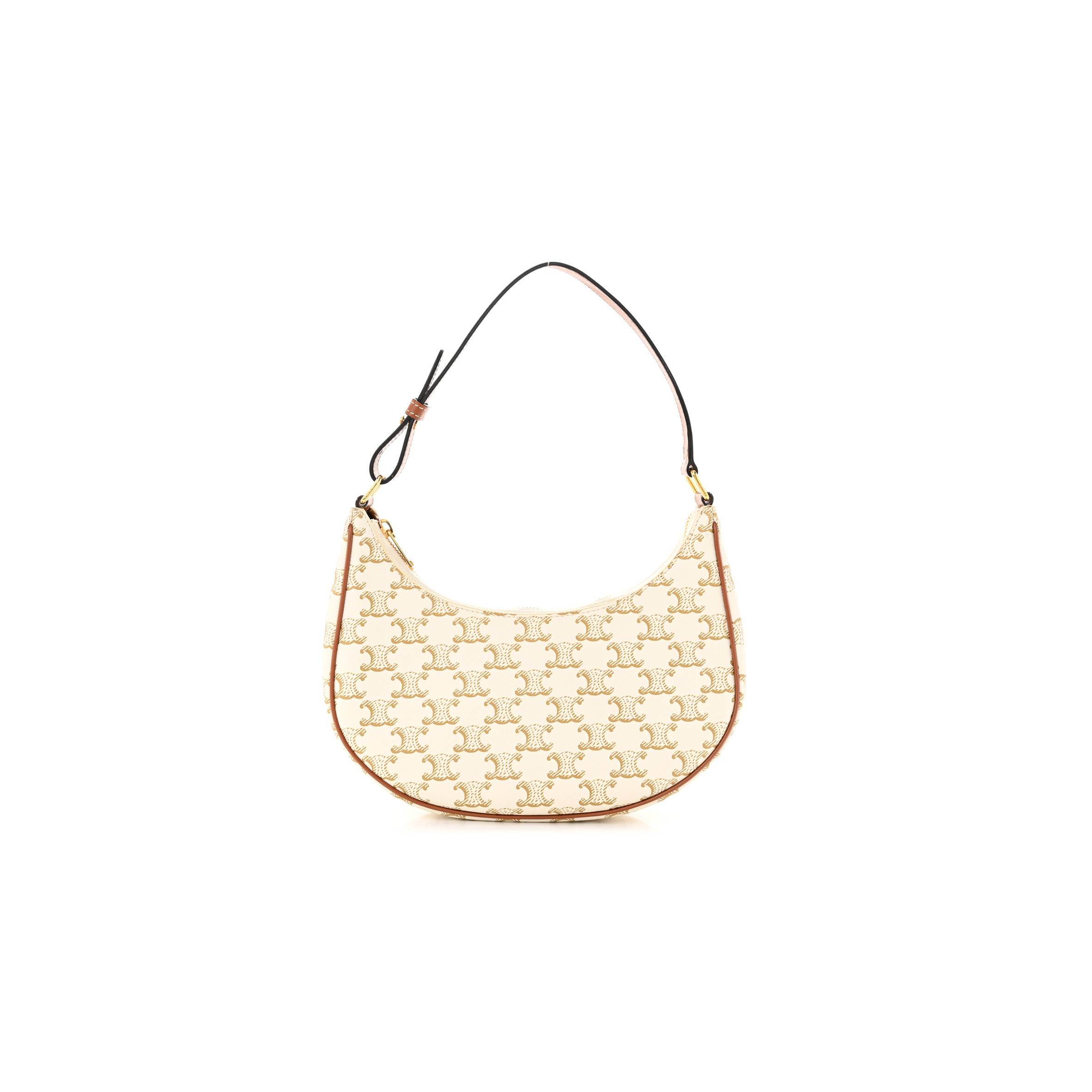 Ce**e canvas calfskin ava triomphe shoulder bag white (23*13*7cm)