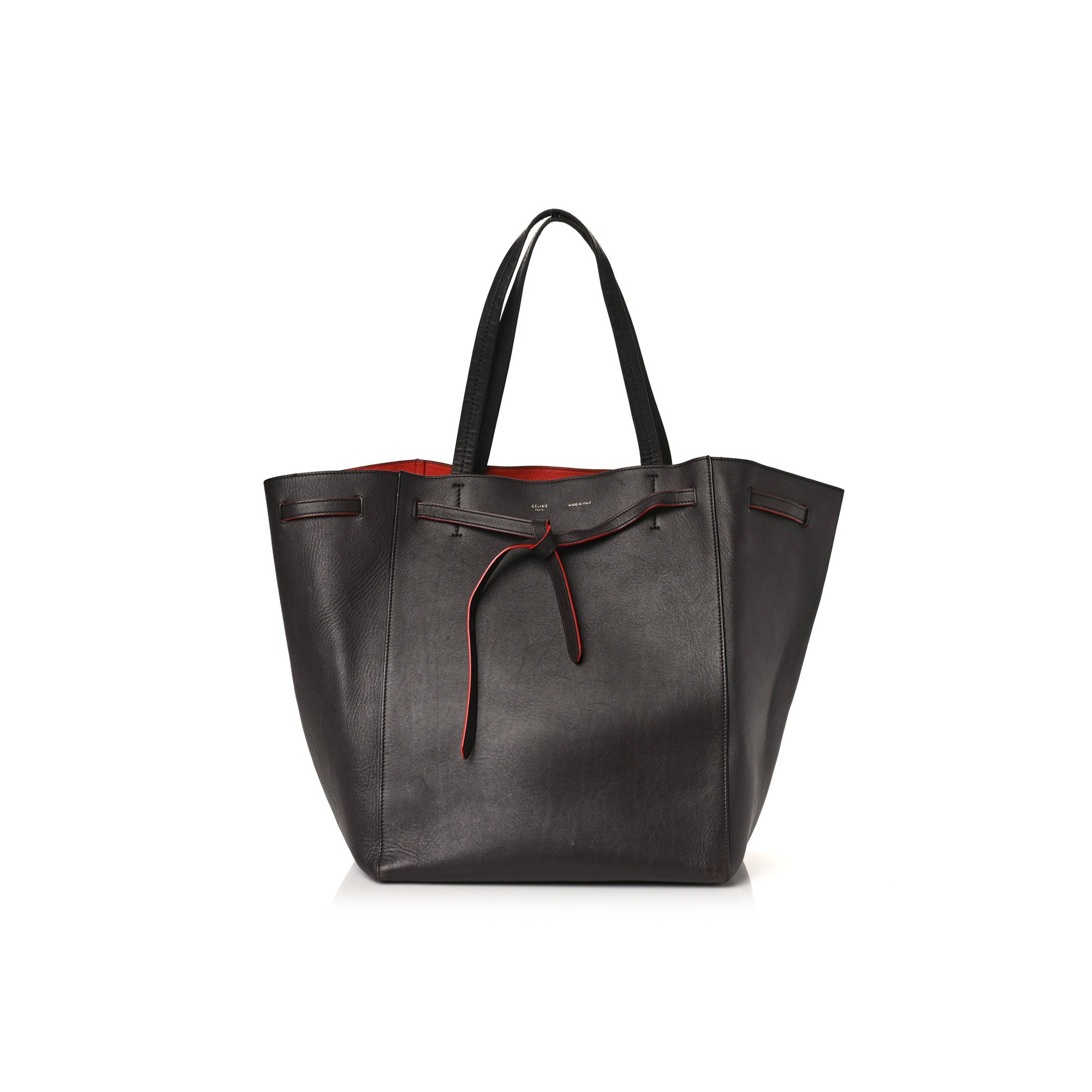 Ce**e smooth calfskin medium belt cabas phantom dark brown (35*27*20cm)