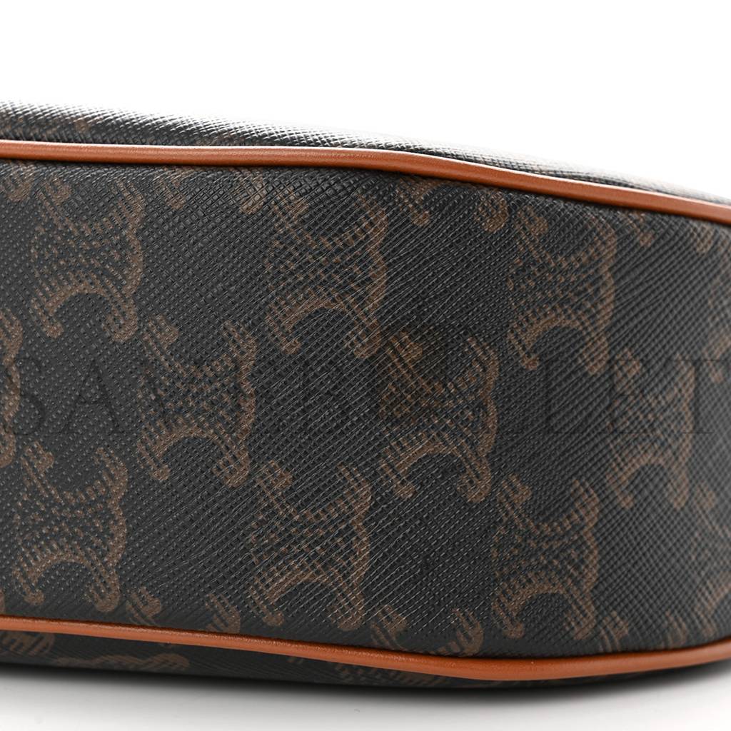 Ce**e triomphe canvas calfskin ava shoulder bag tan (25*18*8cm)