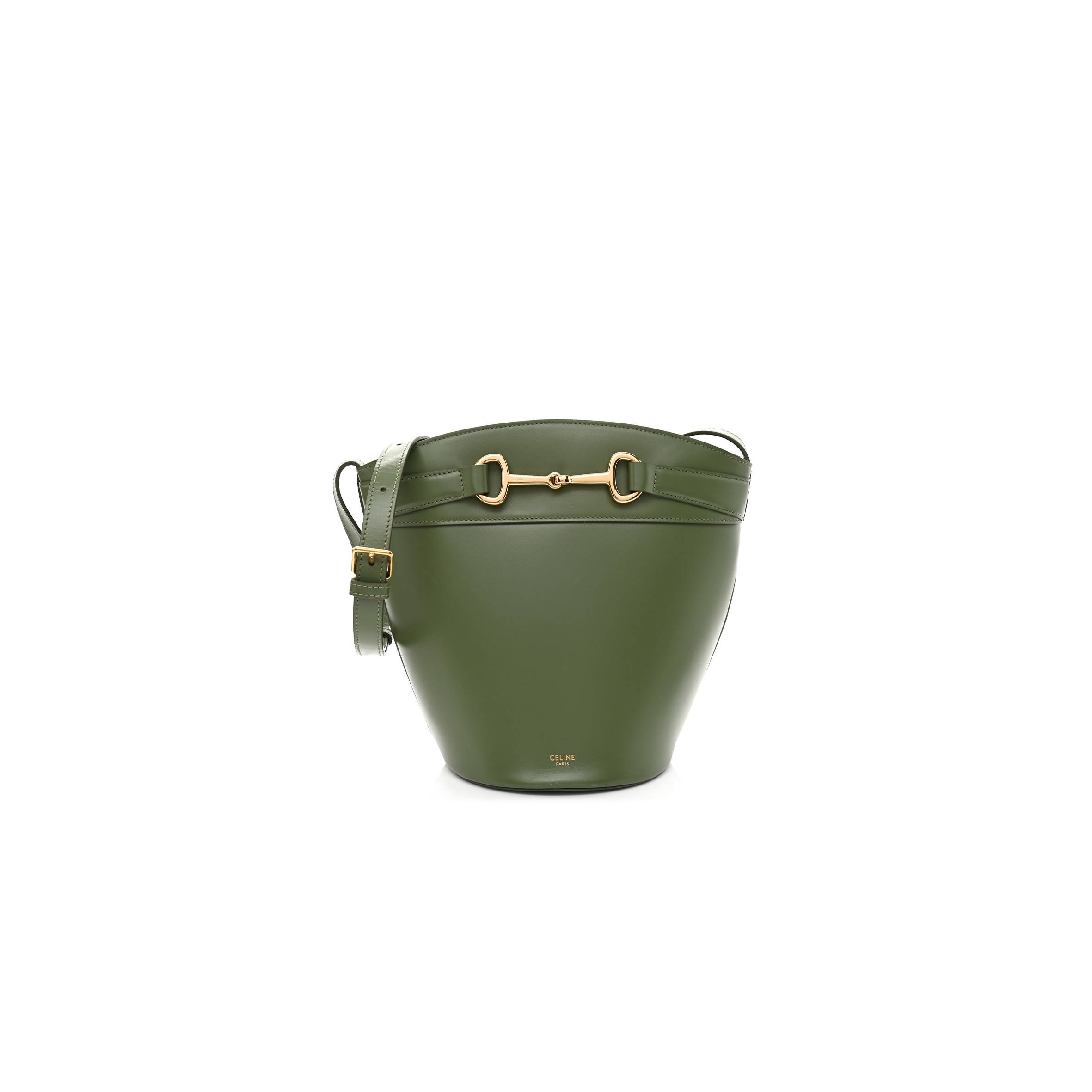 Ce**e calfskin crecy bucket bag green (23*15*15cm)