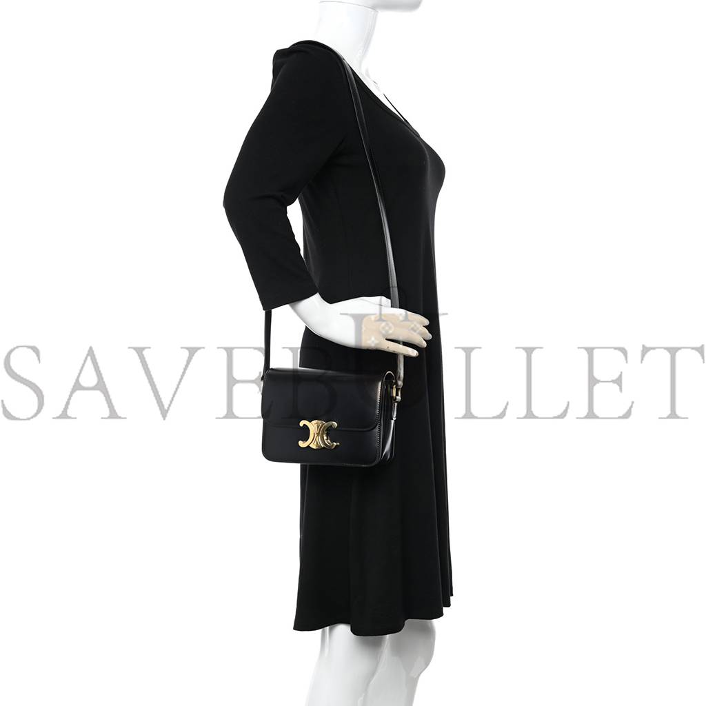 Ce**e shiny calfskin teen triomphe black (18*14*6cm)