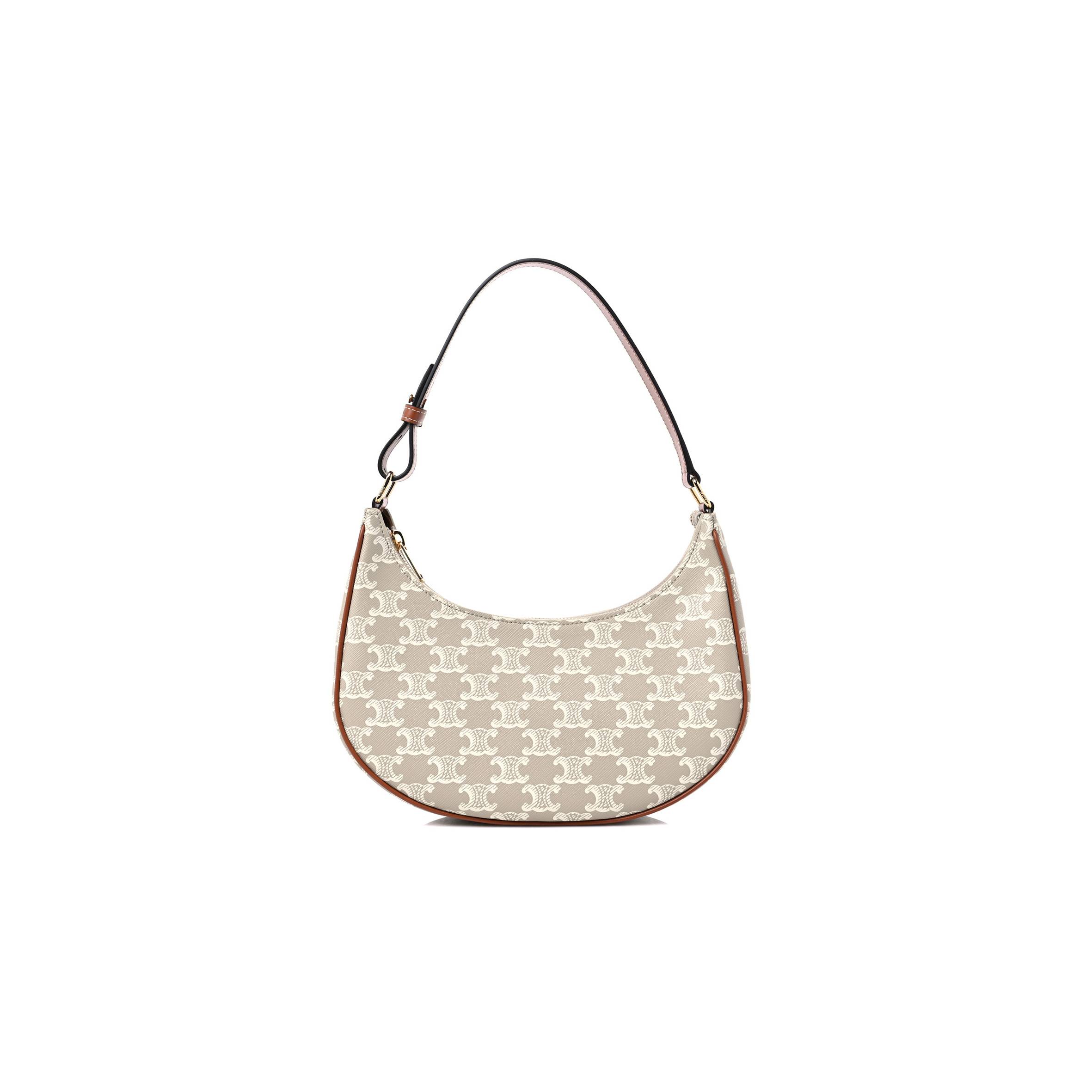 Ce**e canvas calfskin ava triomphe shoulder bag grege (25*13*7cm)