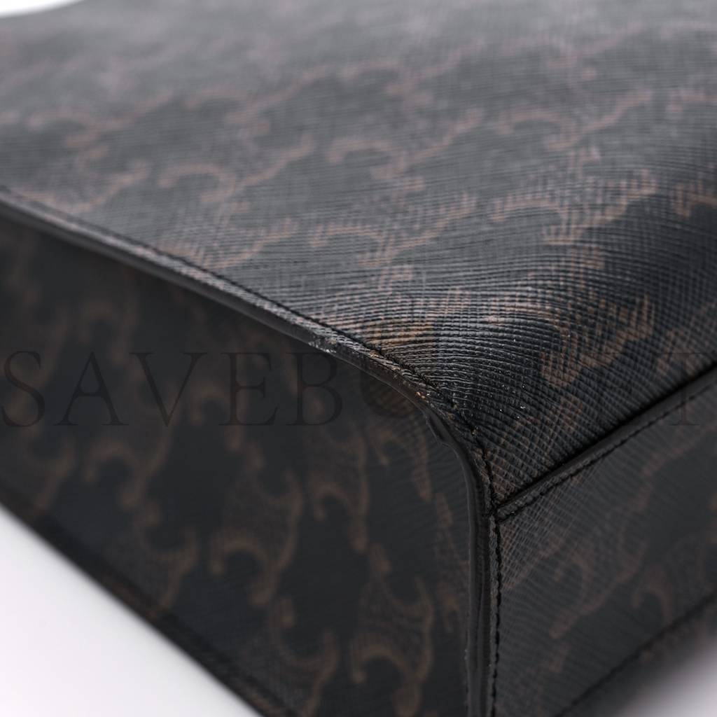 Ce**e triomphe canvas calfskin small vertical cabas tan (32*28*8cm)