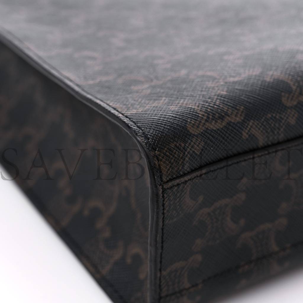 Ce**e triomphe canvas calfskin small vertical cabas tan (32*28*8cm)