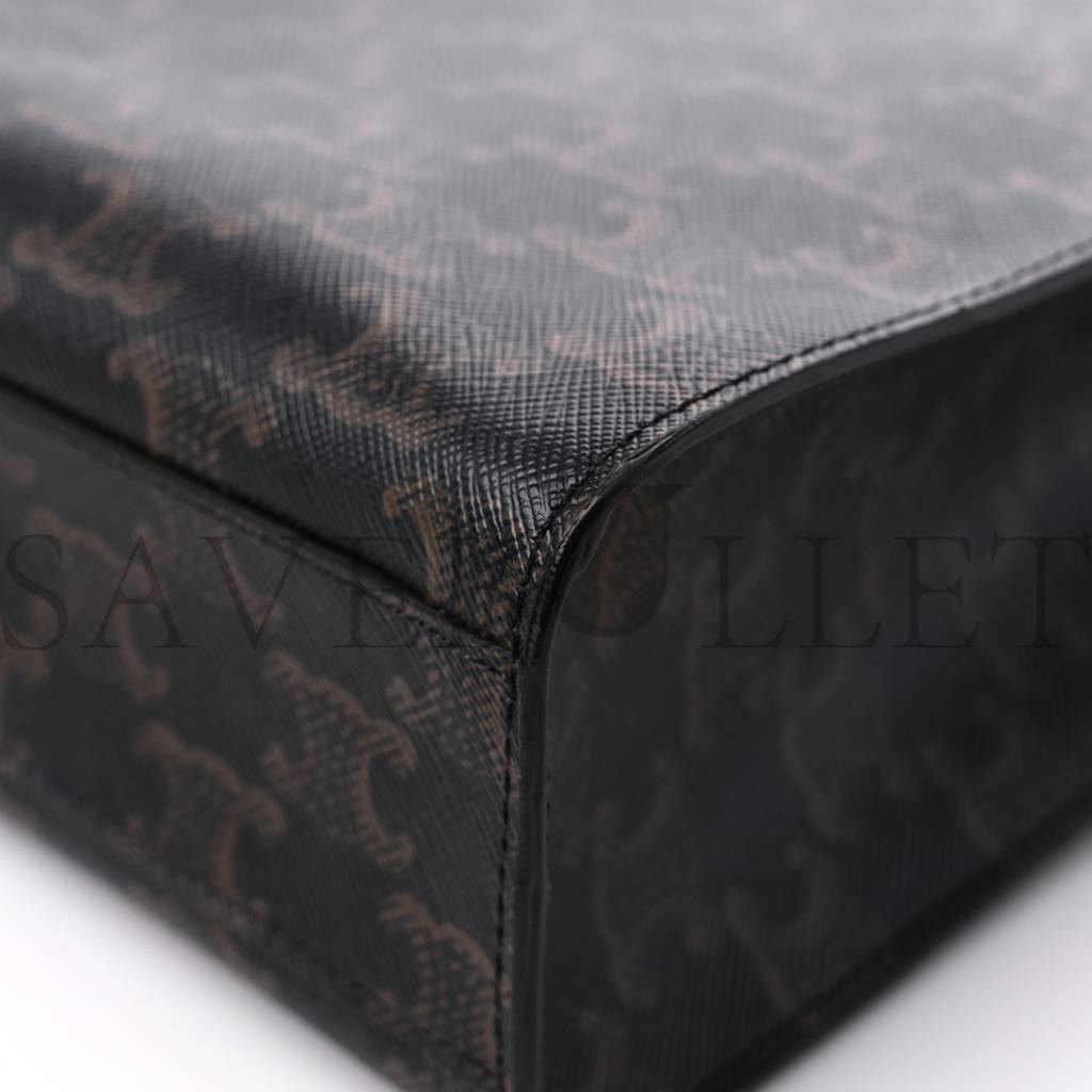 Ce**e triomphe canvas calfskin small vertical cabas tan (32*28*8cm)