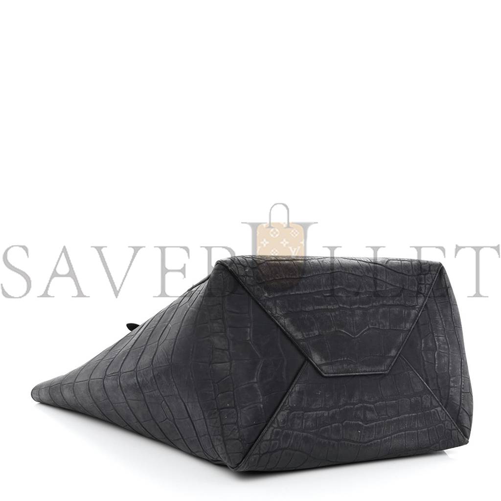 Ce**e nubuck crocodile embossed medium belt cabas phantom navy blue (34*28*20cm)