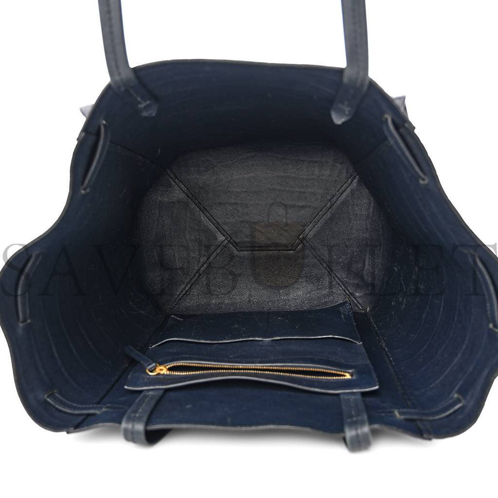 Ce**e nubuck crocodile embossed medium belt cabas phantom navy blue (34*28*20cm)