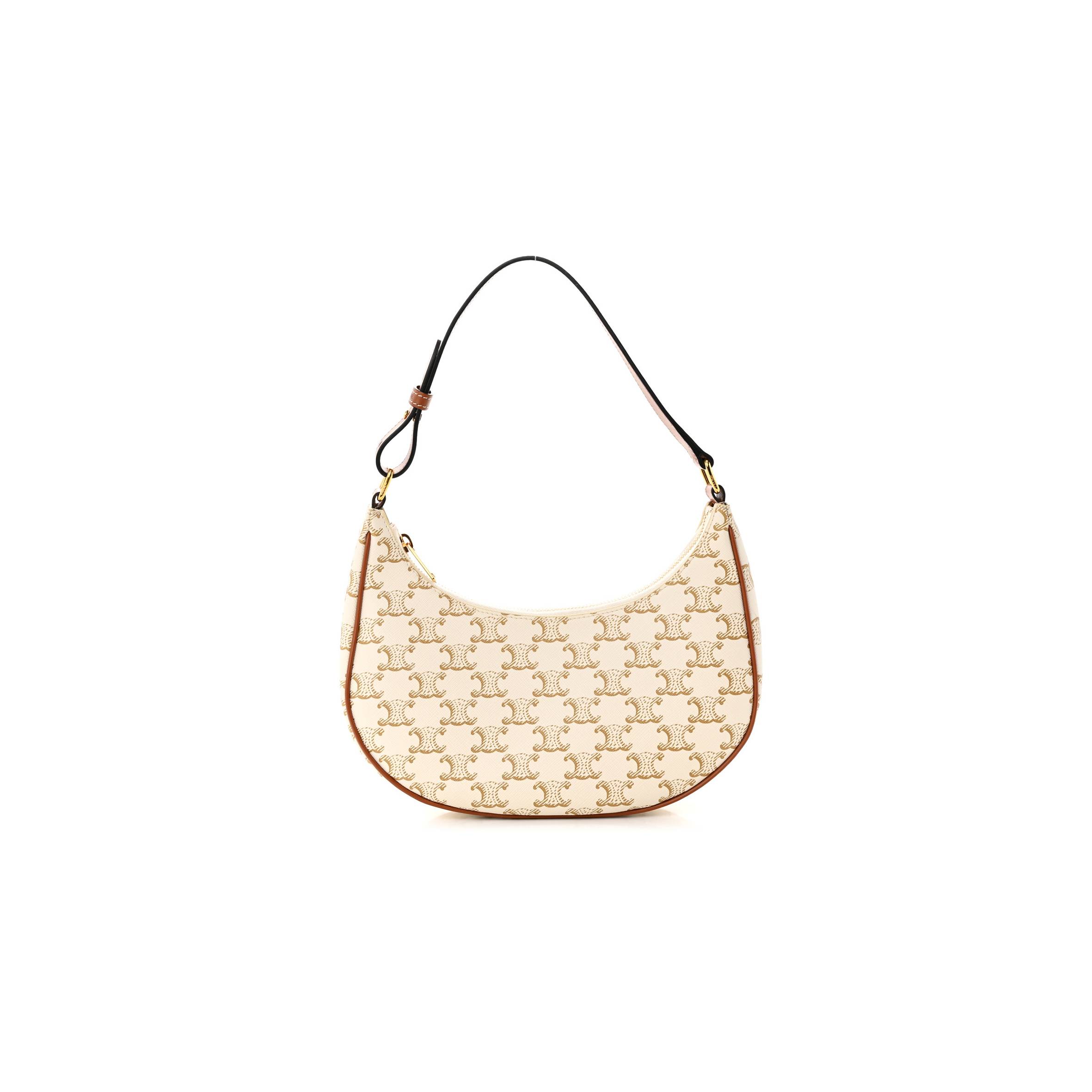 Ce**e canvas calfskin ava triomphe shoulder bag white (25*19*8cm)