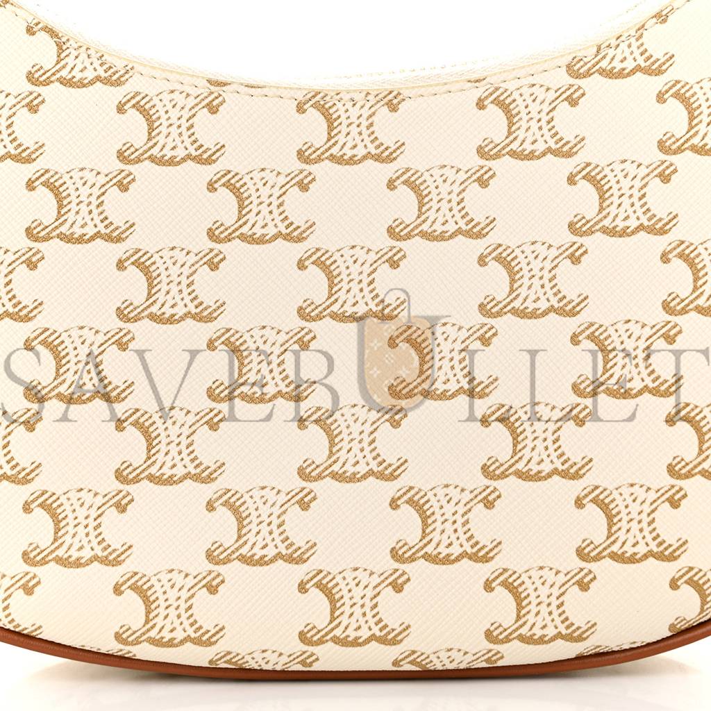 Ce**e canvas calfskin ava triomphe shoulder bag white (25*19*8cm)