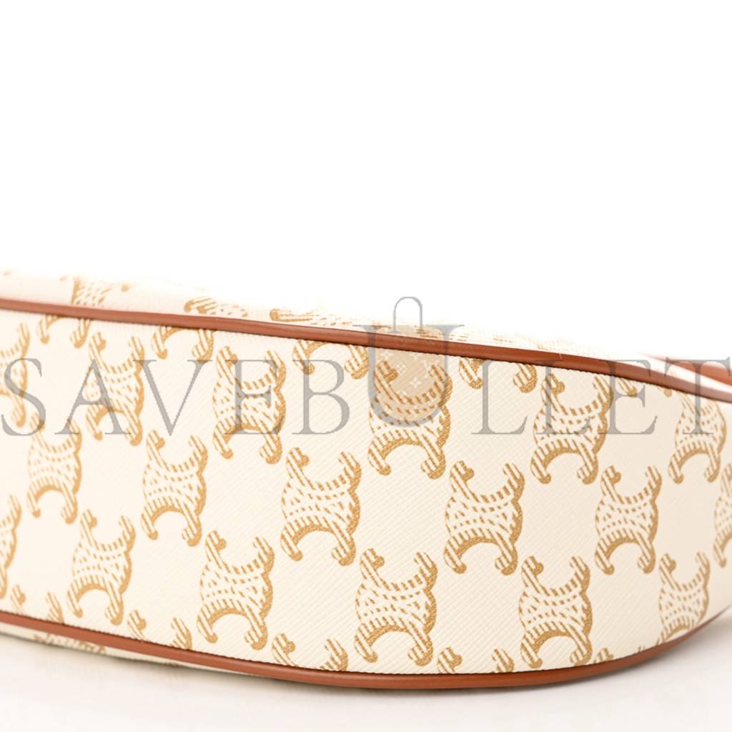 Ce**e canvas calfskin ava triomphe shoulder bag white (25*19*8cm)