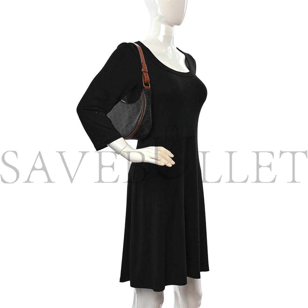 Ce**e triomphe canvas calfskin ava shoulder bag tan (25*19*7cm)