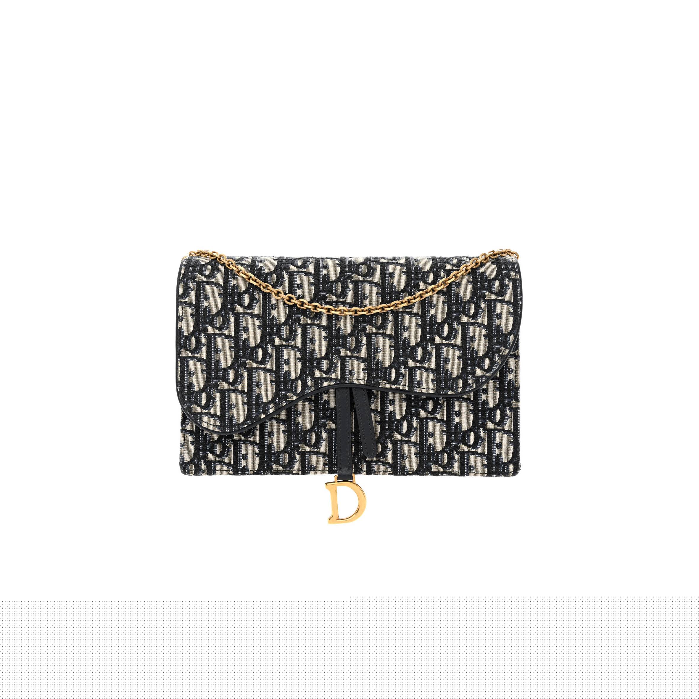 D*or oblique saddle chain pouch blue (22*15*4.4cm)