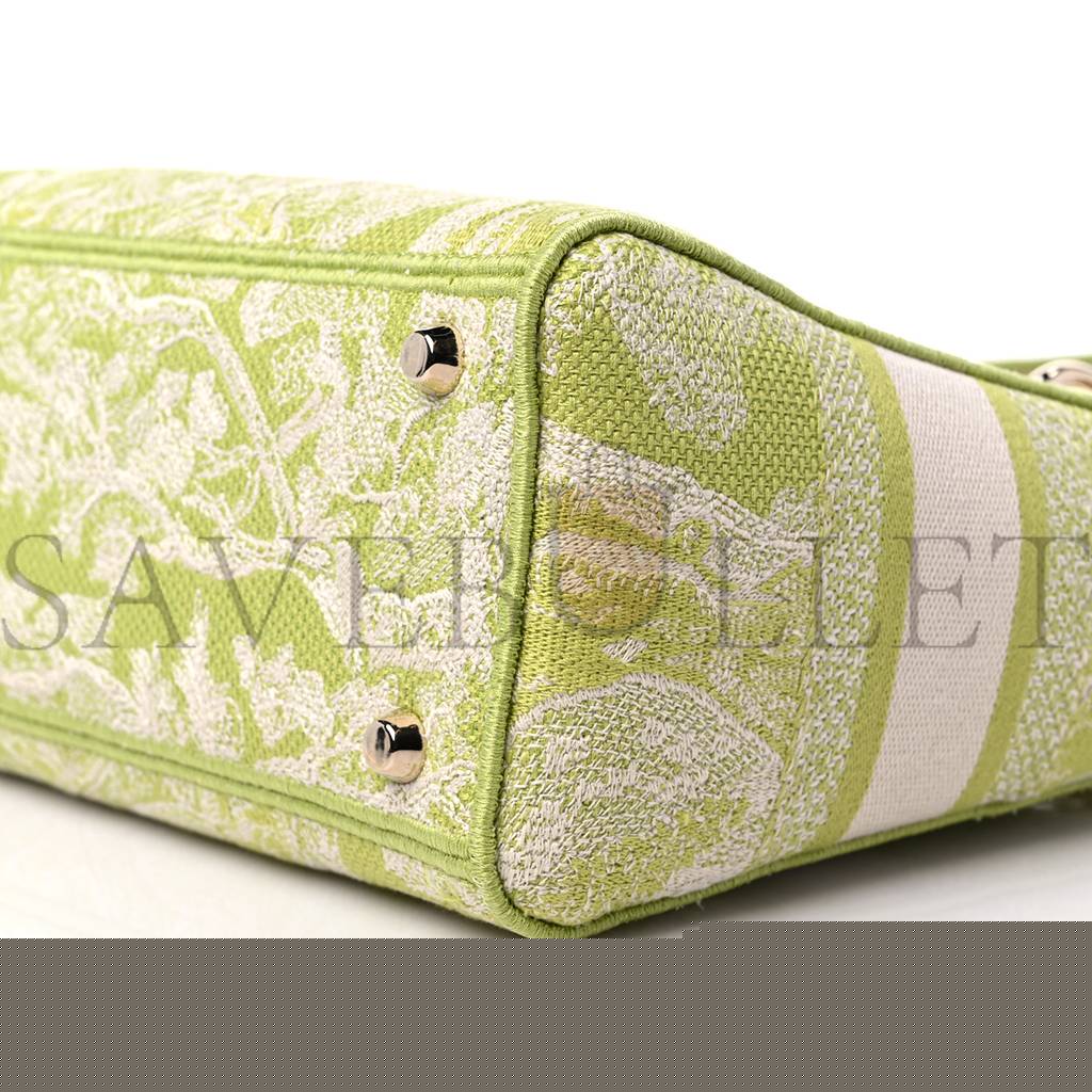 D*or canvas toile de jouy reverse embroidered medium lady d-lite green (23*18*10.2cm)