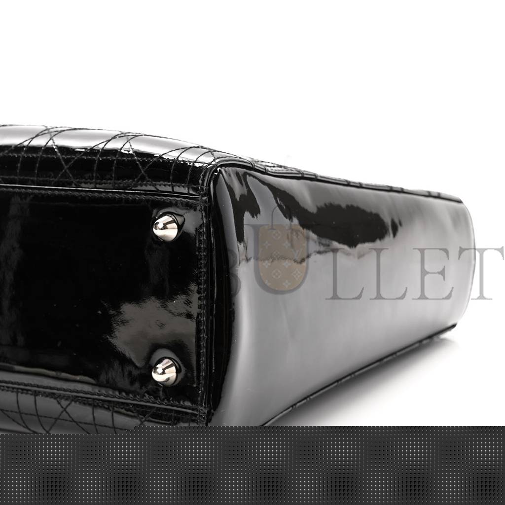 D*or patent cannage stitched large lady D*or black (32*25*11.4cm)