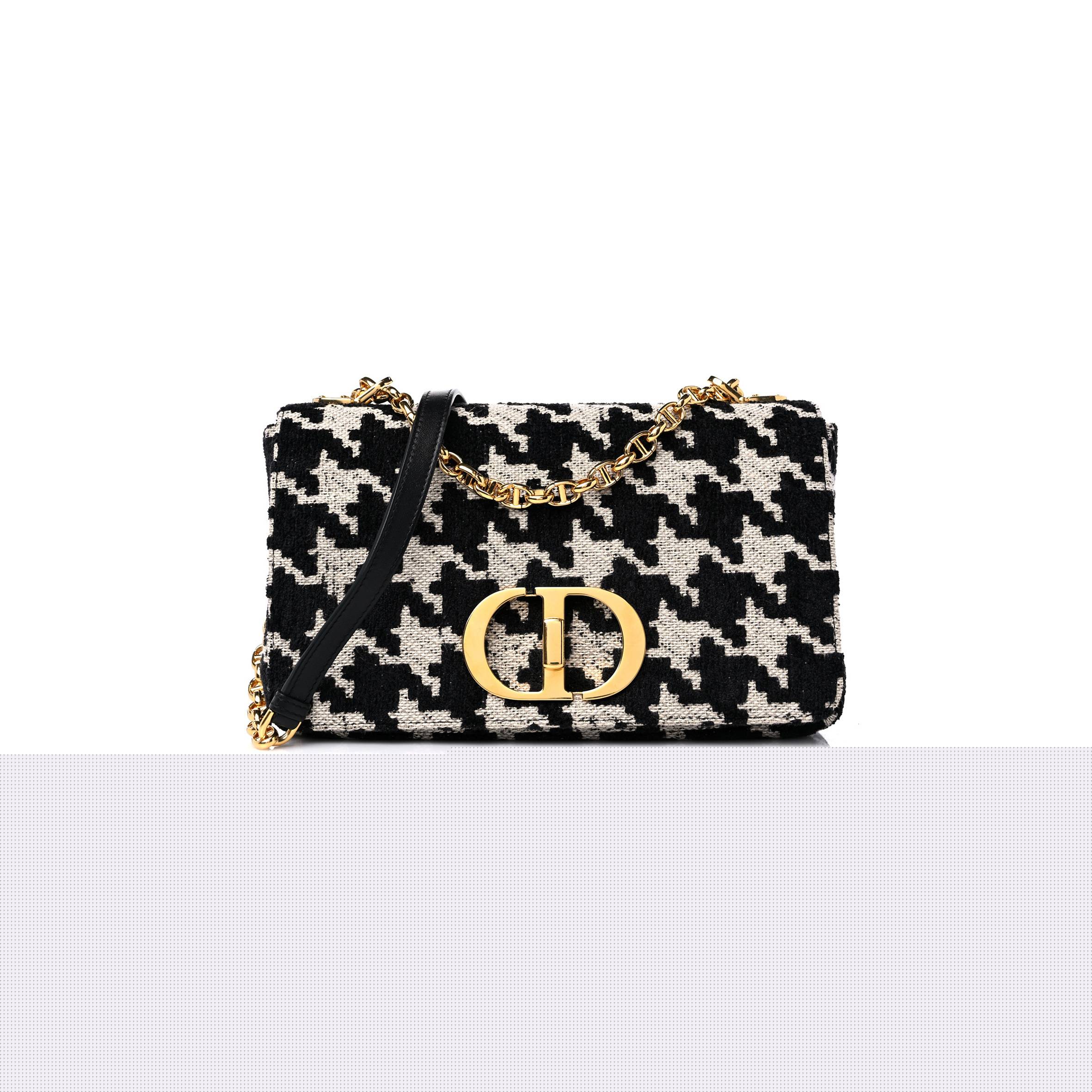 D*or technical canvas macro houndstooth medium caro bag black white (25*15*8.9cm)