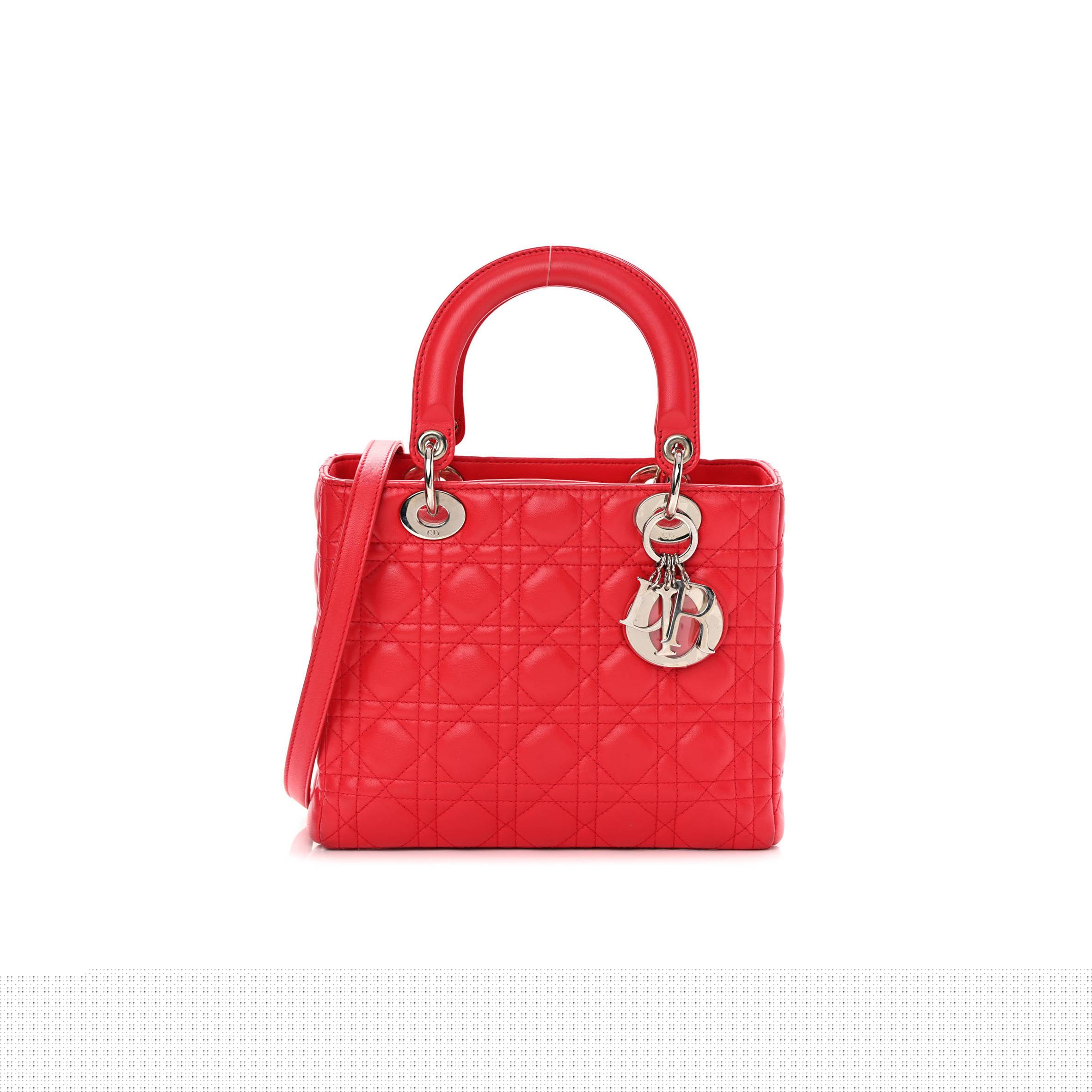 D*or lambskin cannage medium lady D*or red (23*20*12.7cm)