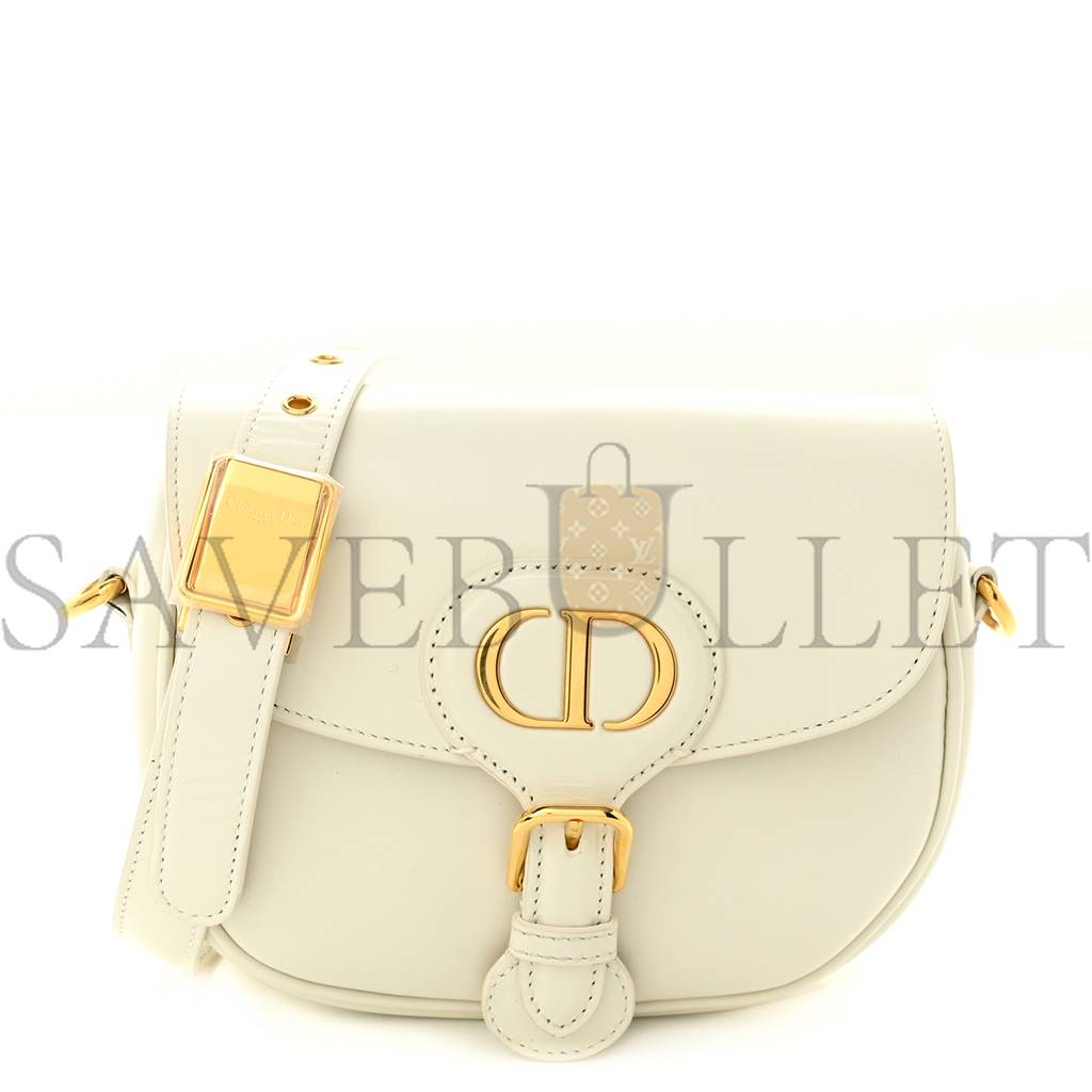 D*or box calfskin small bobby bag white (19*15*5.1cm)