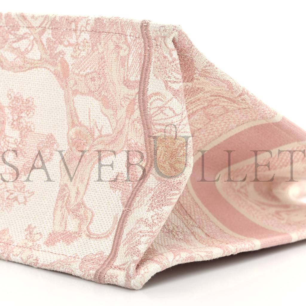 D*or canvas toile de jouy embroidered medium book tote pink (36*27*12.1cm)