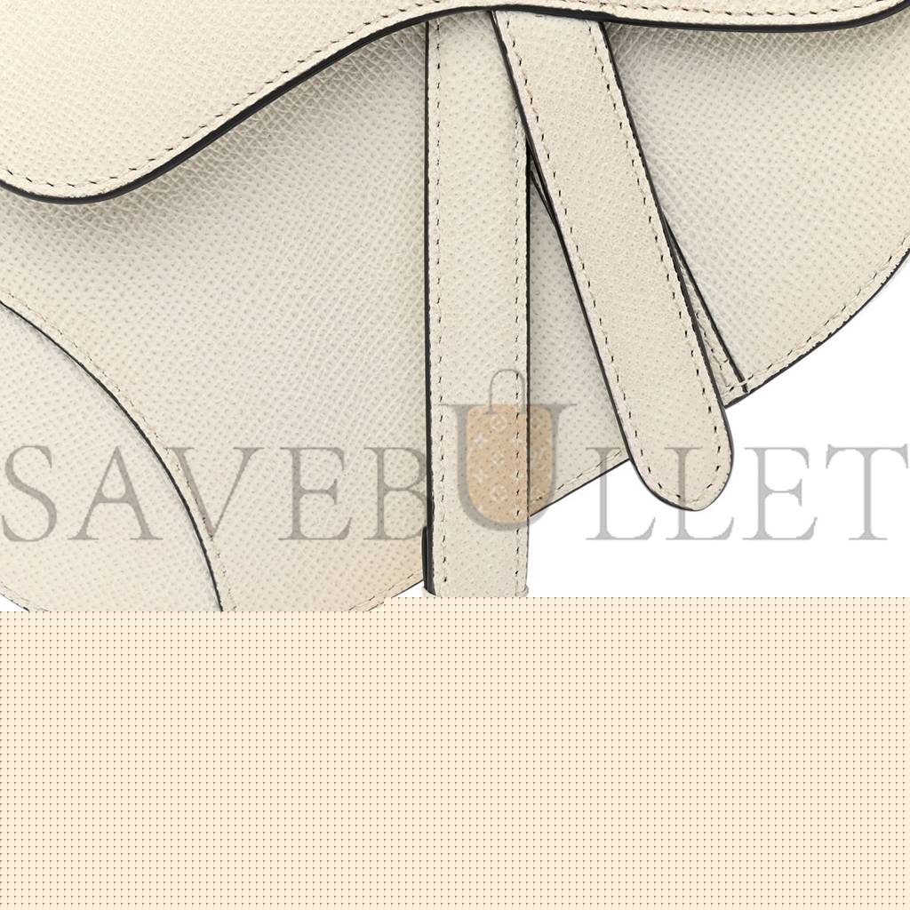 D*or grained calfskin mini saddle bag white (19 x 15 x 6 cm)