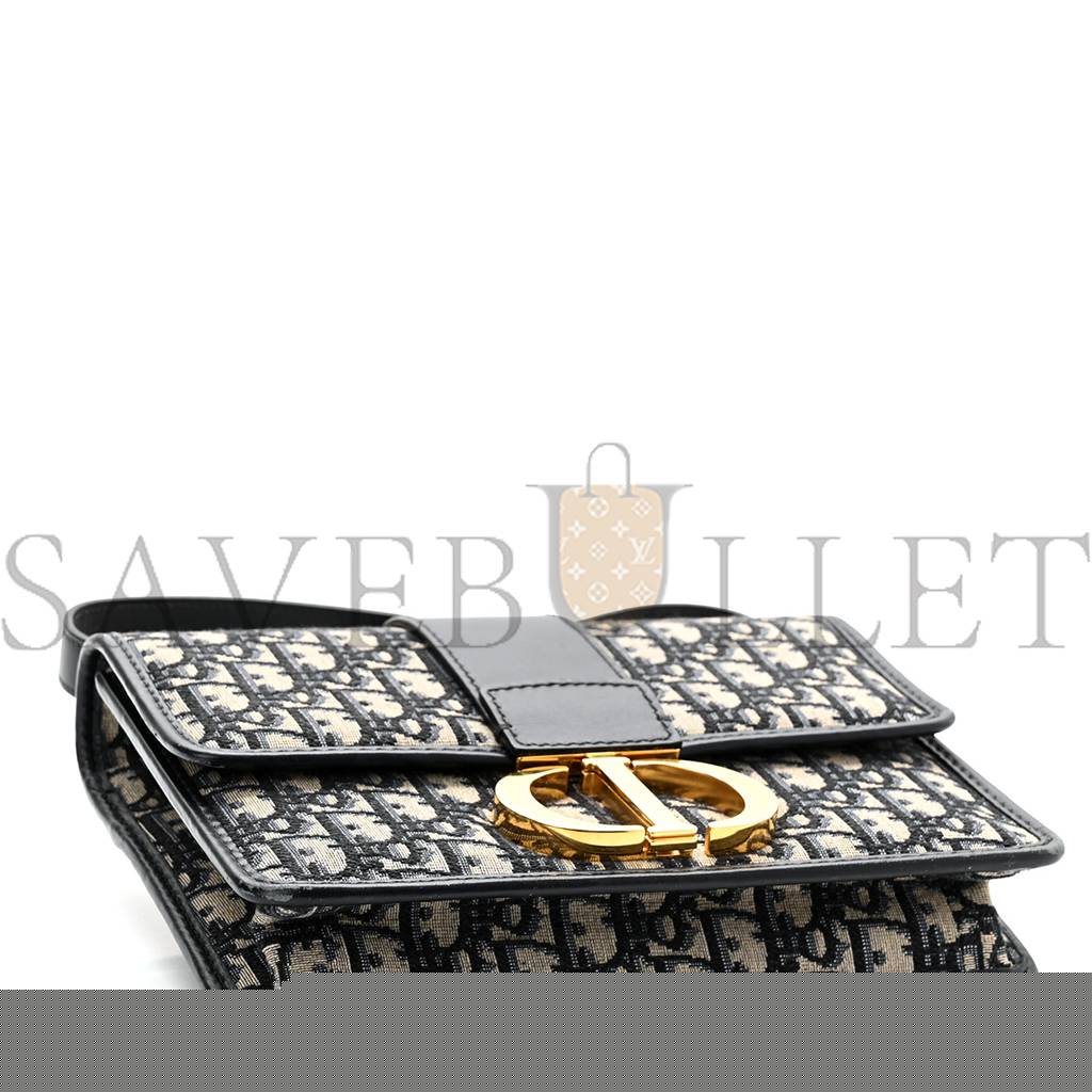 D*or oblique 30 montaigne flap bag blue (24*18*6.4cm)