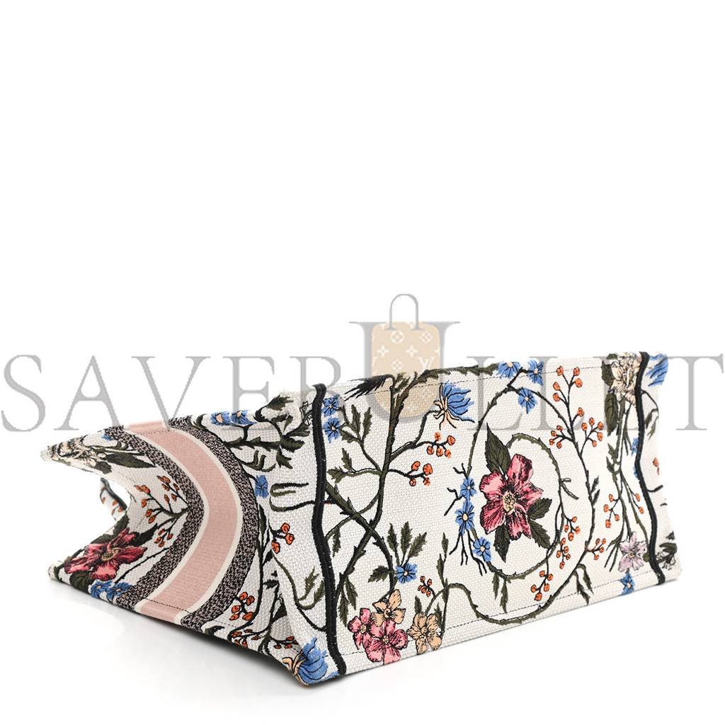 D*or canvas embroidered medium rosa mutabilis book tote multicolor (36*27*16.5cm)