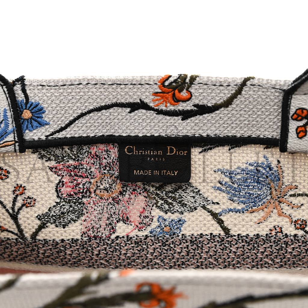 D*or canvas embroidered medium rosa mutabilis book tote multicolor (36*27*16.5cm)