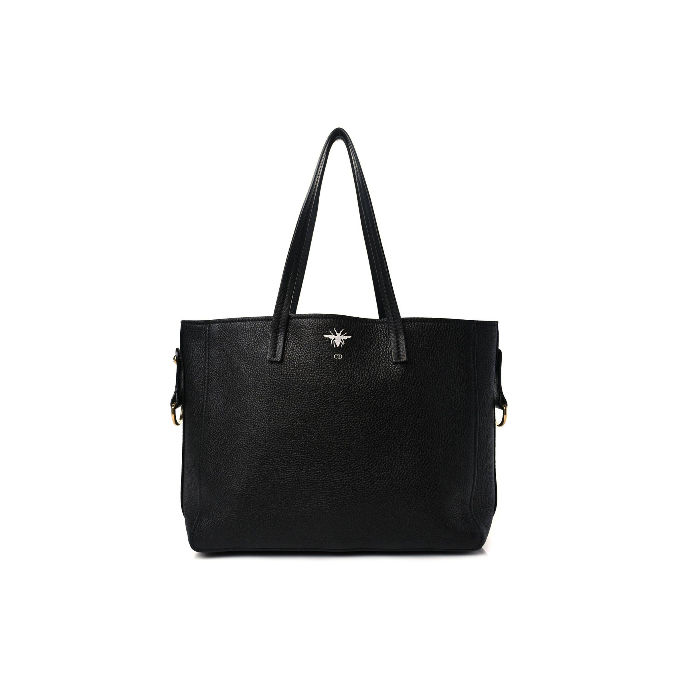 D*or grained calfskin d-bee shopper black (41*23*12.7cm)