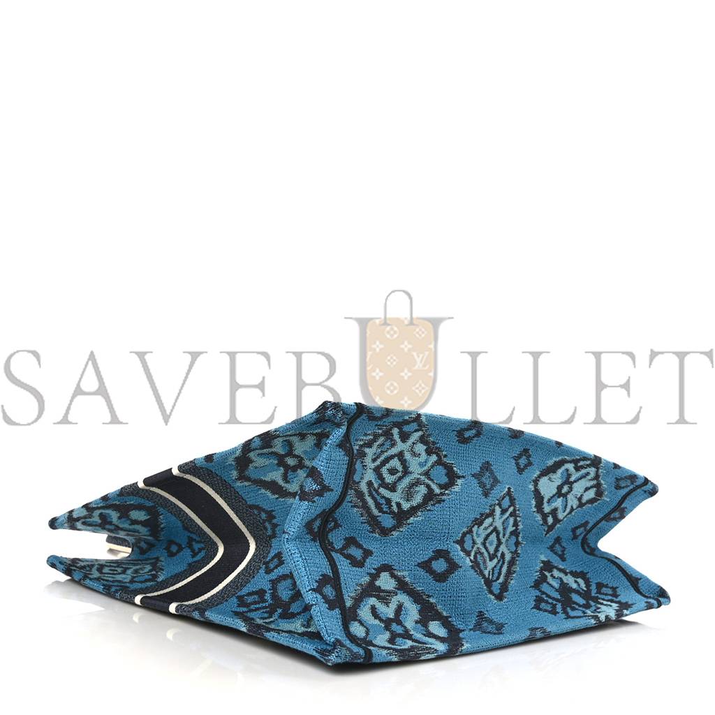 D*or canvas embroidered large palm tree toile de jouy book tote blue multicolor (42*35*17.1cm)