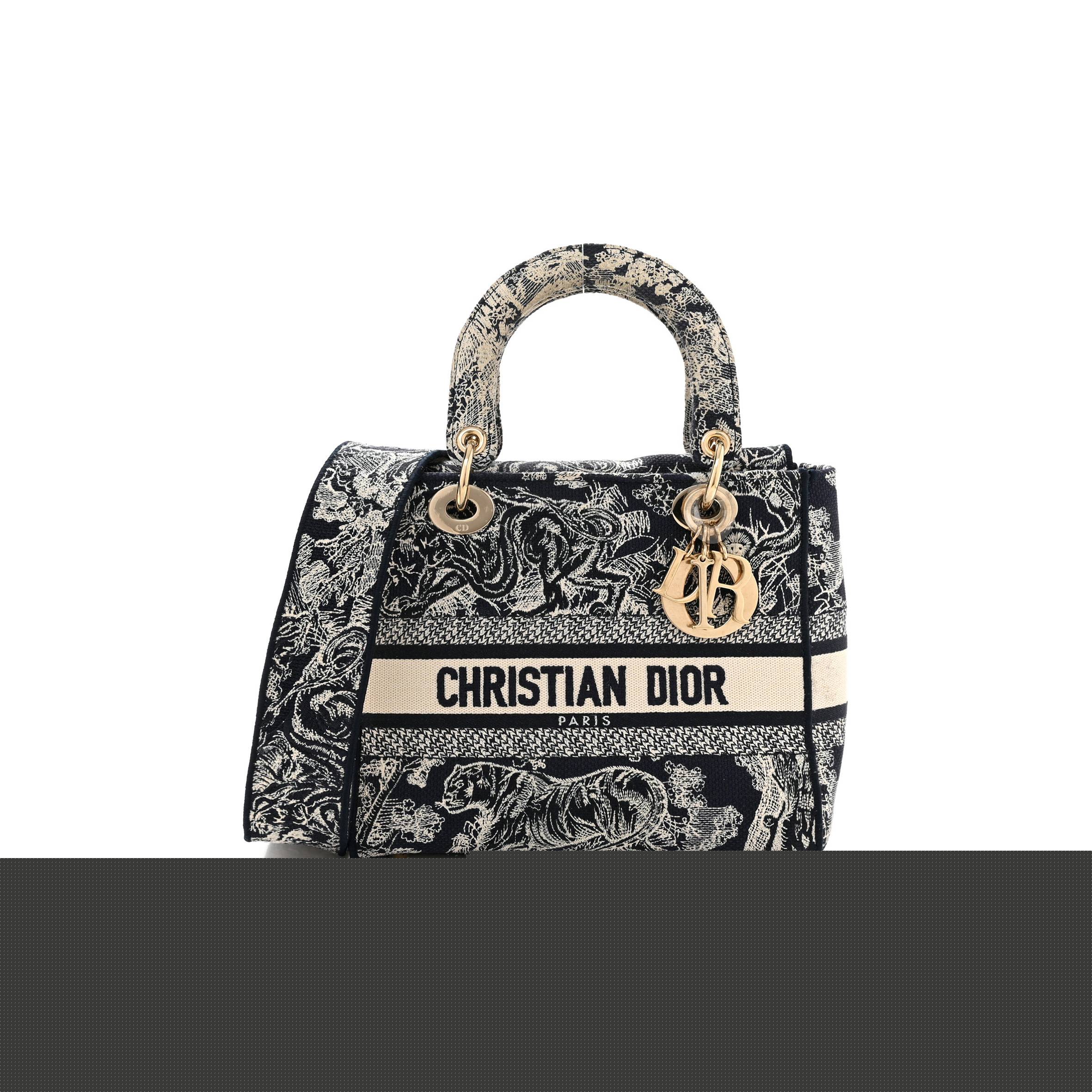 D*or toile de jouy embroidered medium lady d-lite blue (23*20*11.4cm)