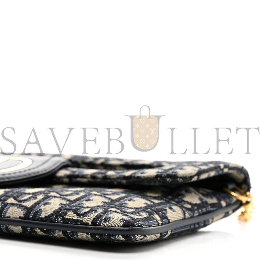 D*or oblique medium D*ordouble chain bag blue (28*17*1.9cm)