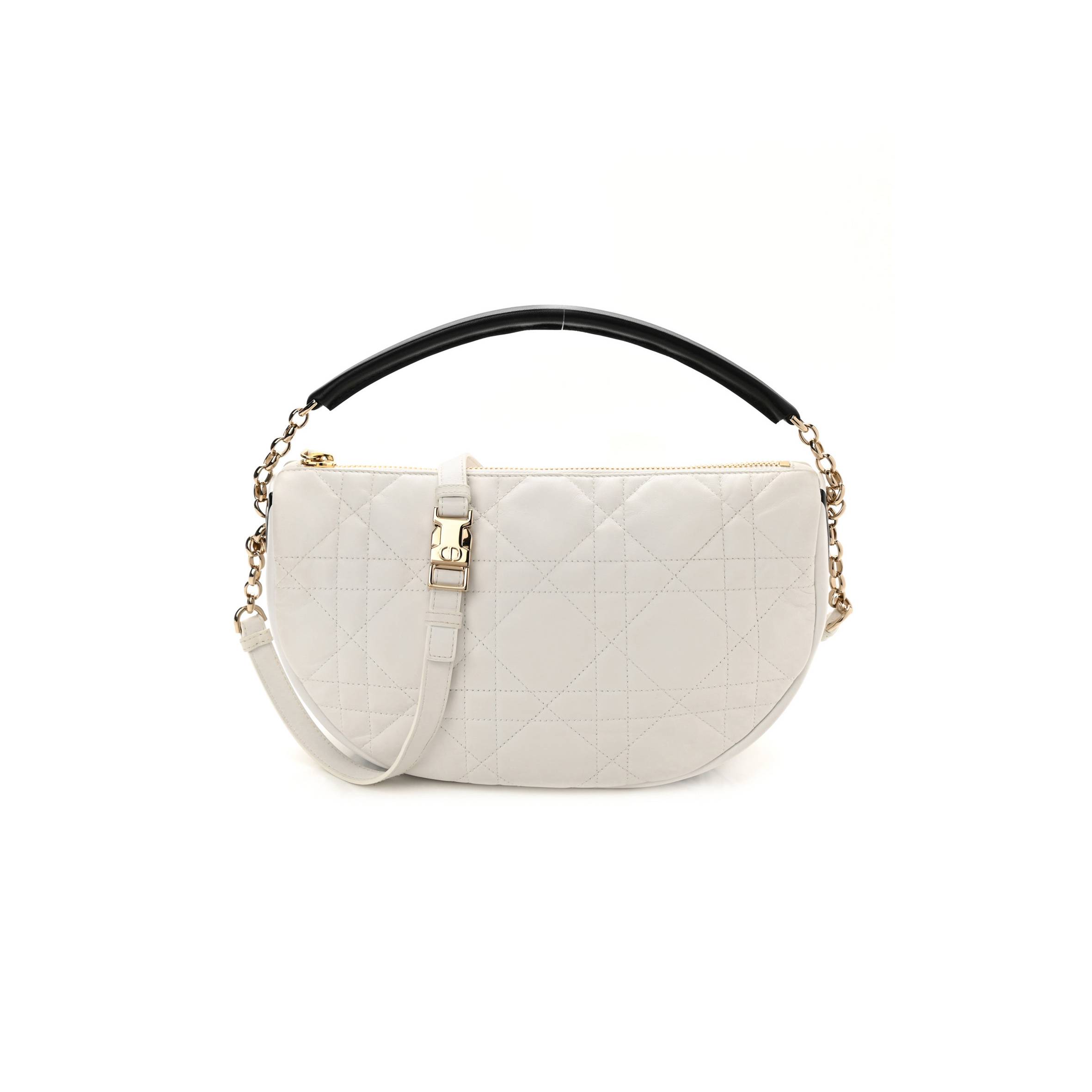 D*or lambskin cannage medium D*or vibe hobo bag white (29*19*8.3cm)
