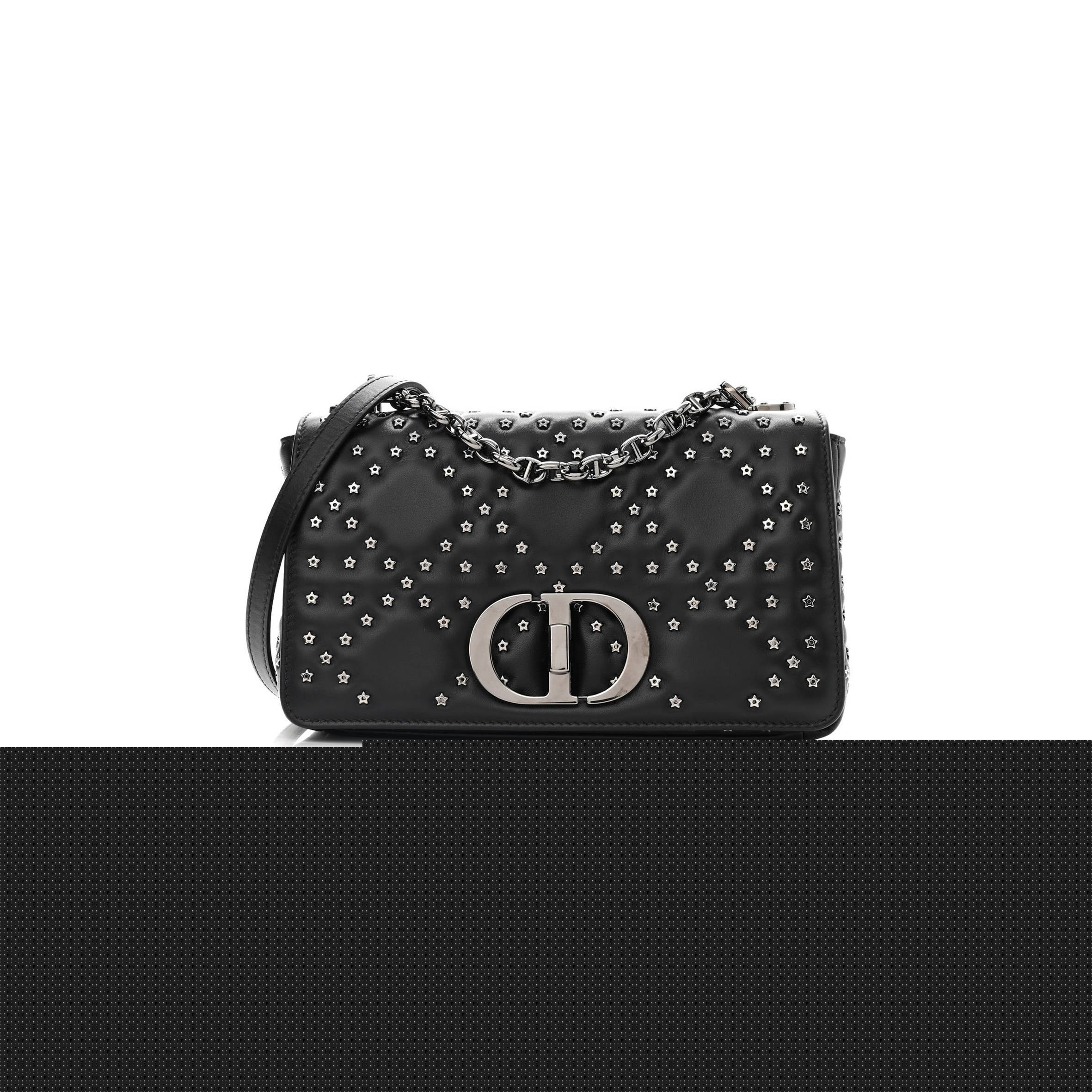 D*or calfskin lucky star macrocannage medium caro bag black (25*15*8.3cm)